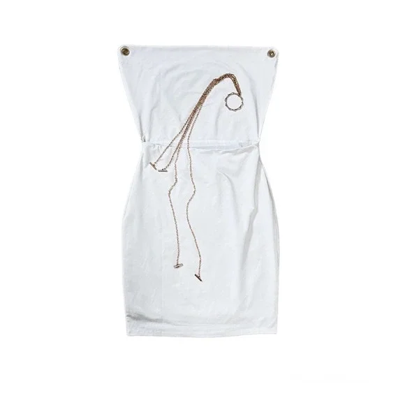 Fashion Nova White Slip Dress with Chain Medium - Picture 2 of 9